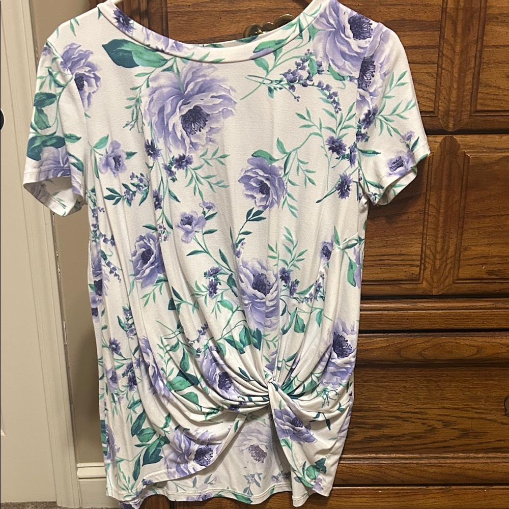Floral Twist Women's Top - Purple and Green